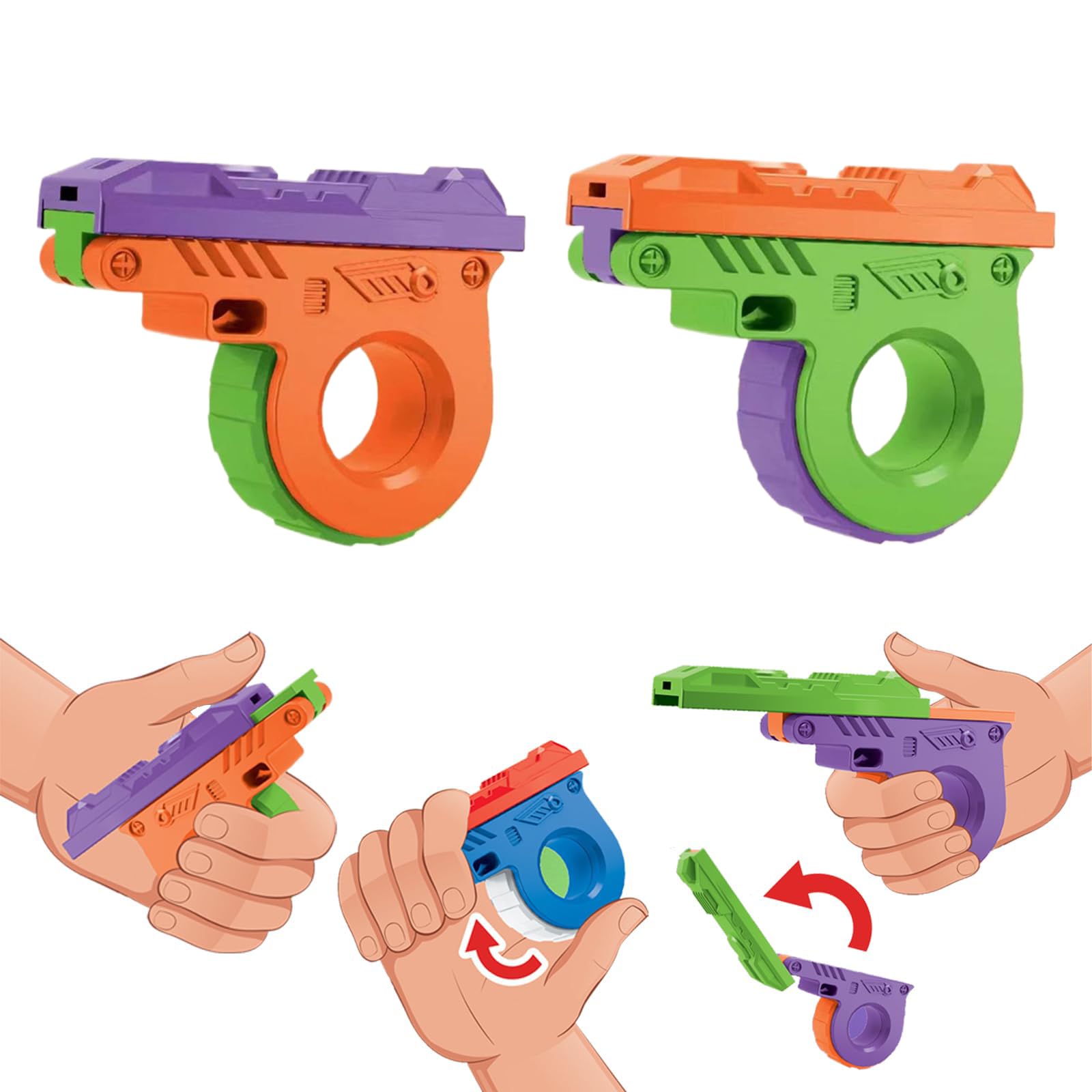 銃型 フィジェットトイ EDC ＋フィジェットスライダー 2点セット Amazon | フィジェット 銃 2個セットストレス解消 暇つぶし